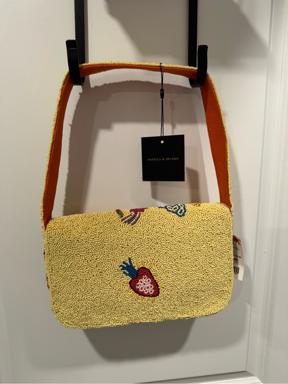 Hand-Beaded Yellow Shoulder Bag with Embroidered Motifs - Picture 2 of 2